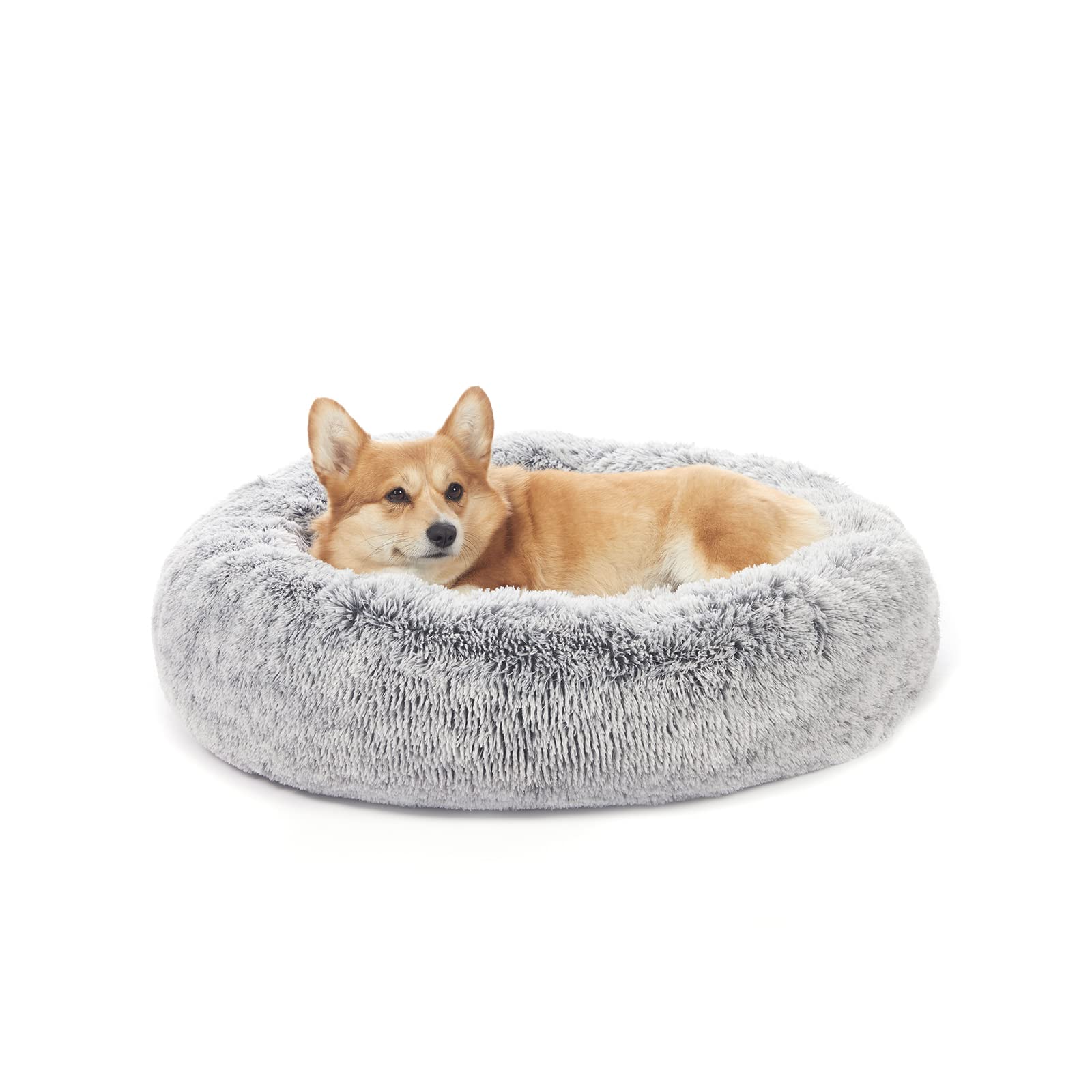 Bedfolks Calming Donut Bed closeup shows ultra-soft faux fur for cozy naps