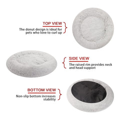 Bedfolks Calming Donut Bed donut-design view emphasizes secure neck support while curling