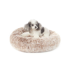 Bedfolks Calming Donut Dog Bed floor-view shows cozy round shape ideal for small dogs' cuddling