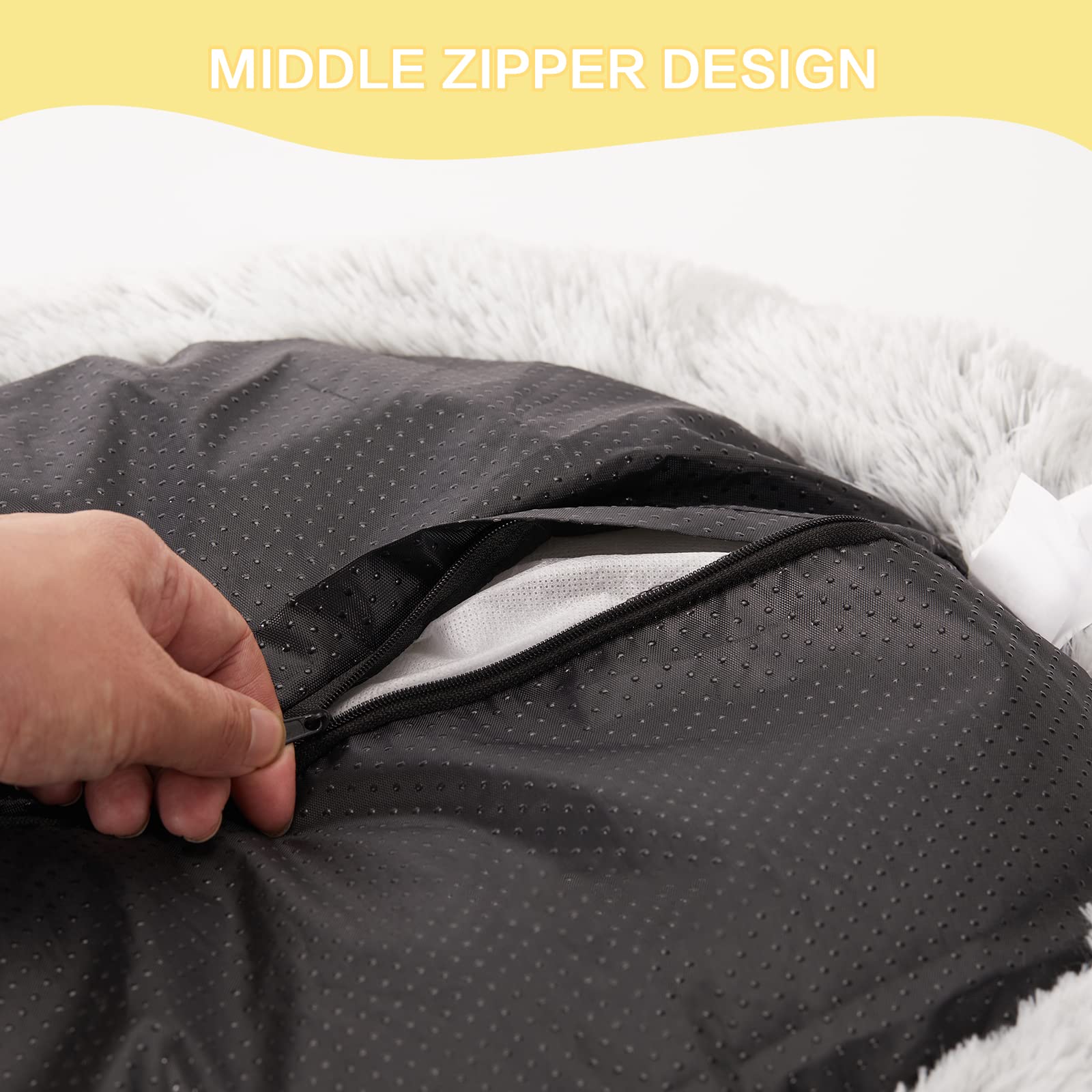 Bedfolks Calming Donut Bed non-slip bottom demonstrates stable placement on floors