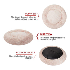Bedfolks Calming Donut Dog Bed raised rim supports neck and head