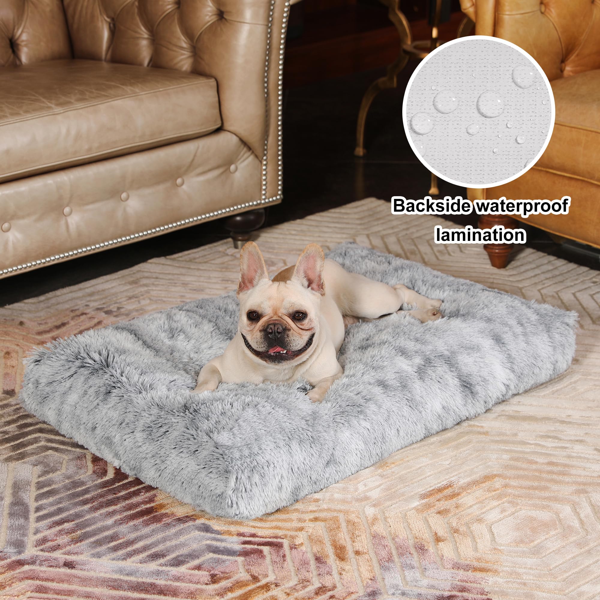 Bedfolks dog crate bed non-slip bottom ensures stability during rest and crate time