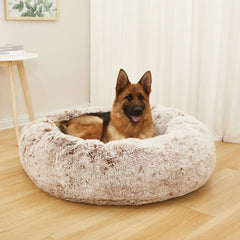 Bedfolks Extra-Large Donut Dog Bed 45-inch round for large dogs.