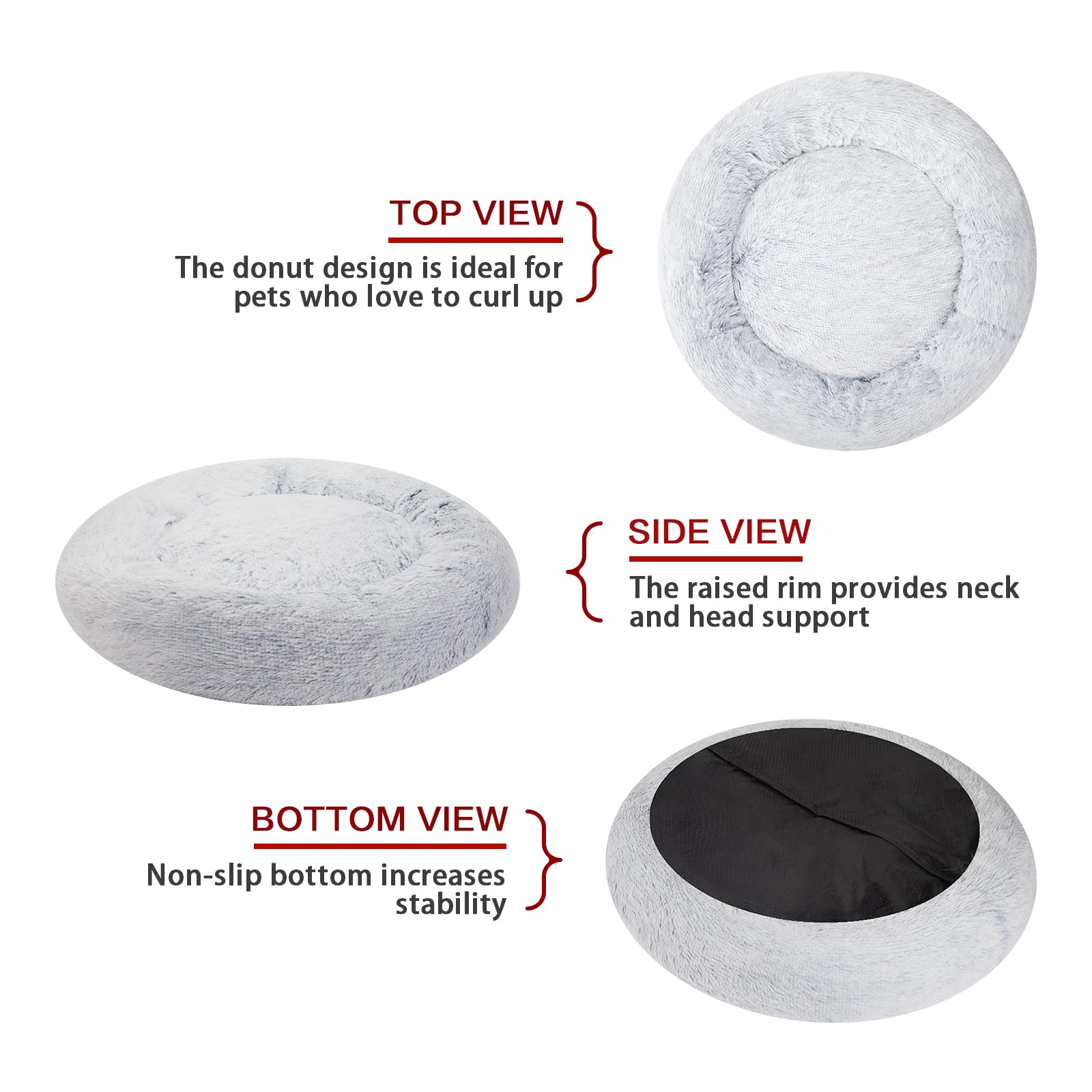 Bedfolks-non-slip-bottom-dog-bed-tpu-dots keeps pets secure on smooth floors.