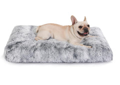 Bedfolks waterproof dog crate bed faux fur closeup highlighting cozy warmth and waterproof backing