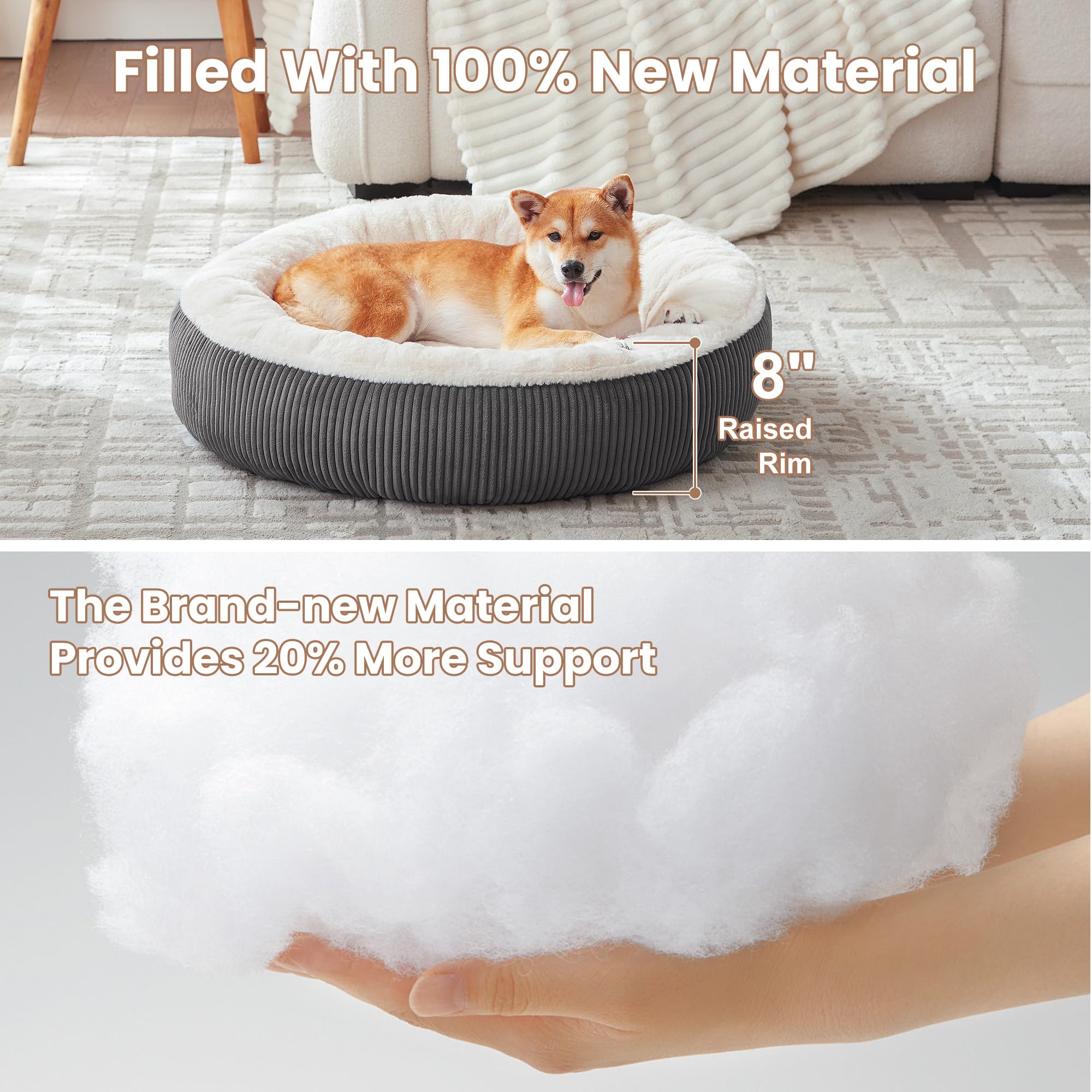 BedStill donut bed close-up of plush faux fur for luxurious comfort