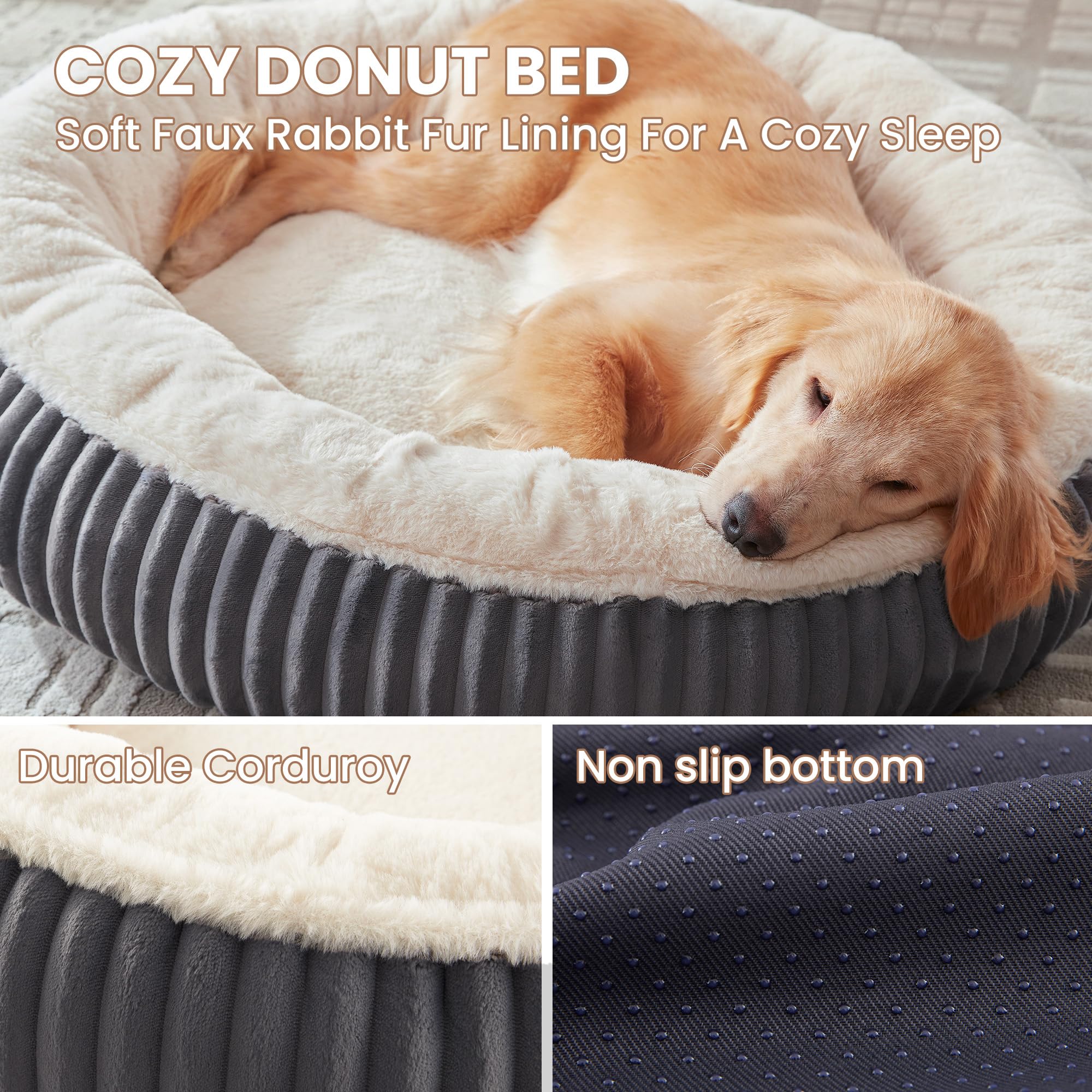 BedStill donut bed foam-polyfill closeup demonstrates plush comfort and support.