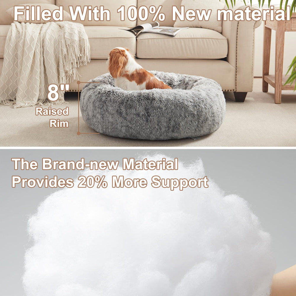 BedStill donut bed raised sides create a secure cocoon for anxious pets.