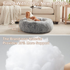 BedStill donut bed raised sides create a secure cocoon for anxious pets.