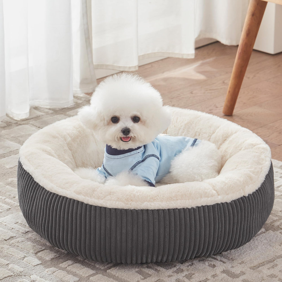 BedStill donut dog bed dark grey small for cozy support