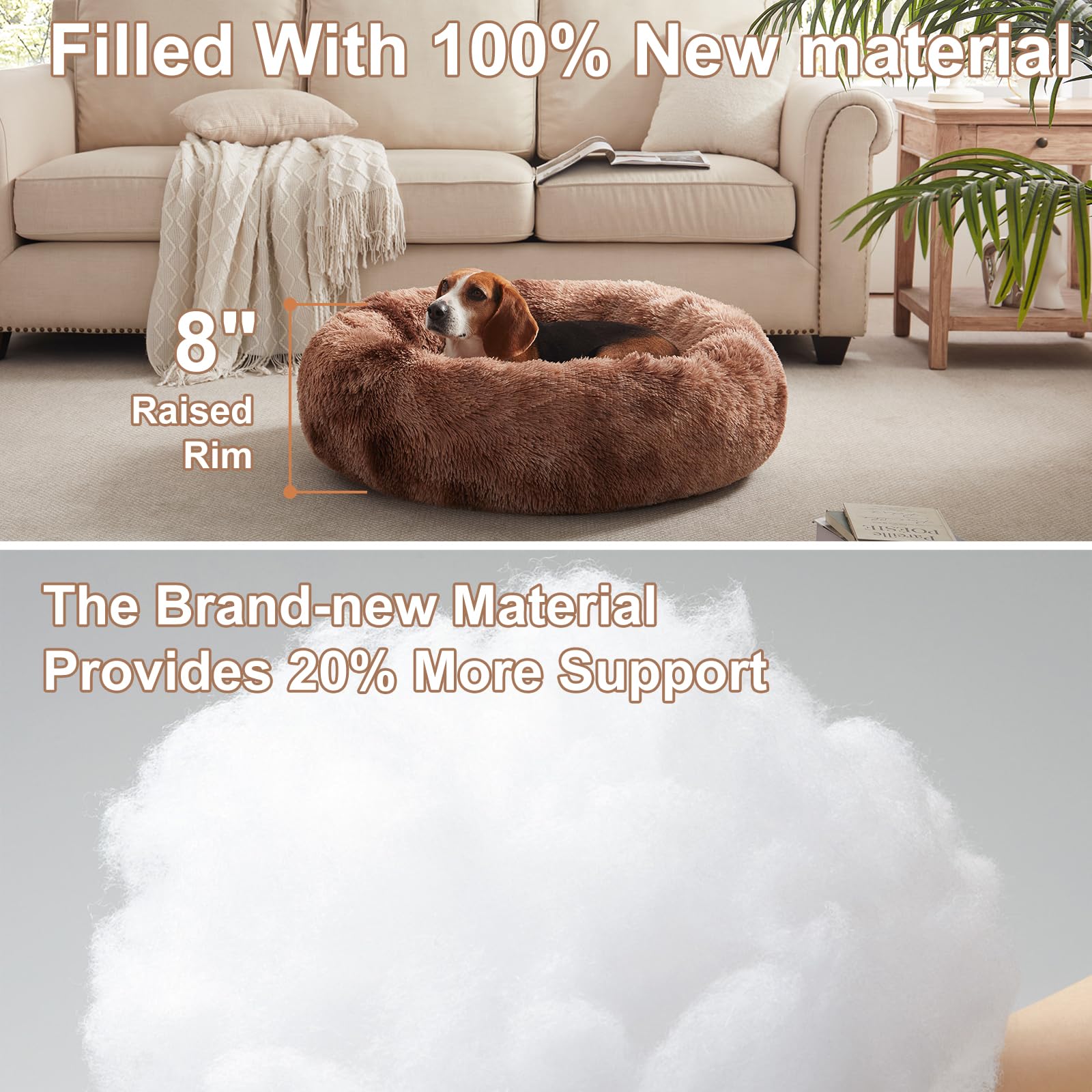 BedStill donut dog bed removable-cover-closeup highlights washable cover for easy cleaning