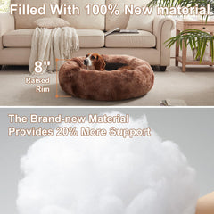 BedStill donut dog bed removable-cover-closeup highlights washable cover for easy cleaning