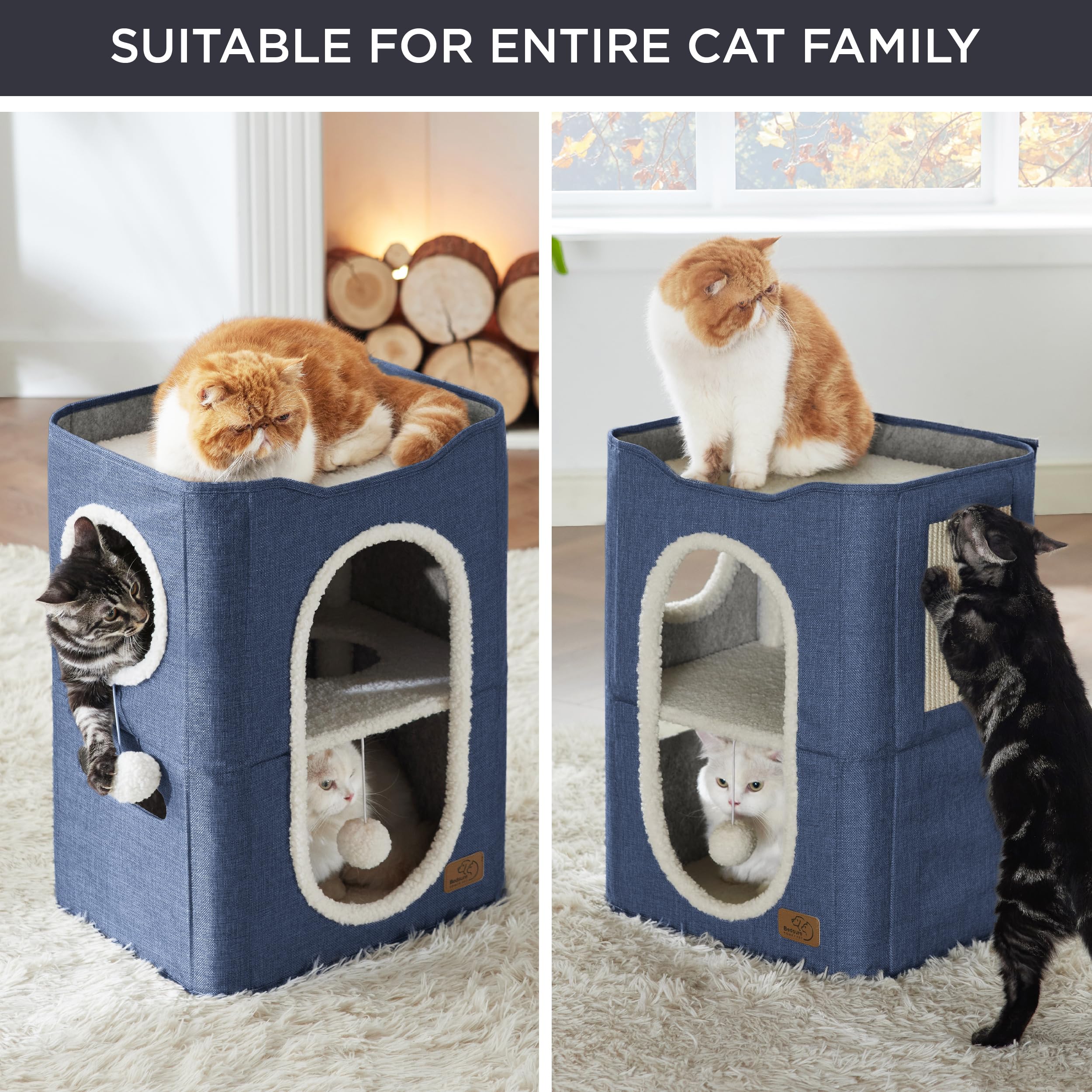 Bedsure sturdy 9mm MDF construction ensures lasting support for multiple cats.