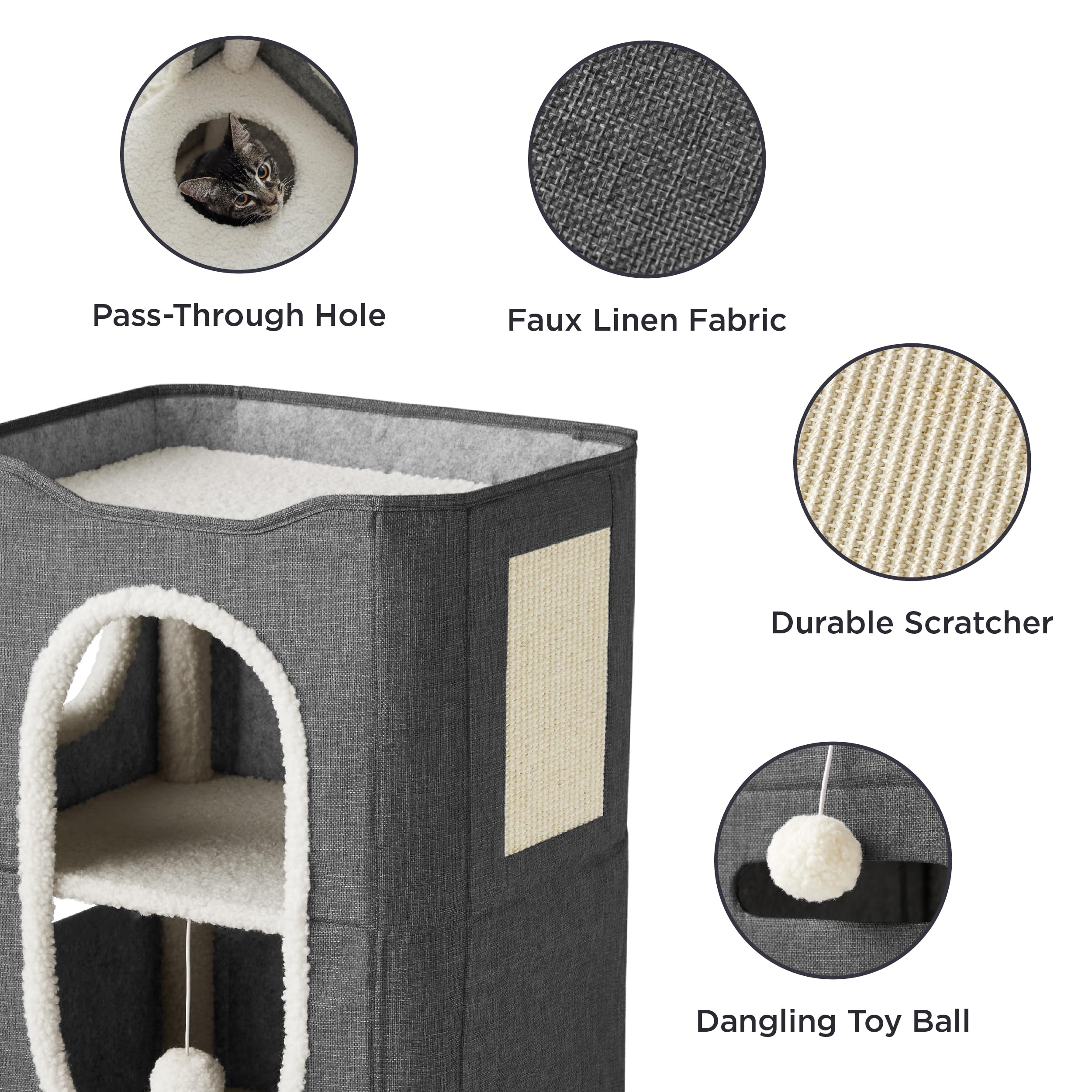 Bedsure plush lambswool fabric on the cat house delivers soft comfort.