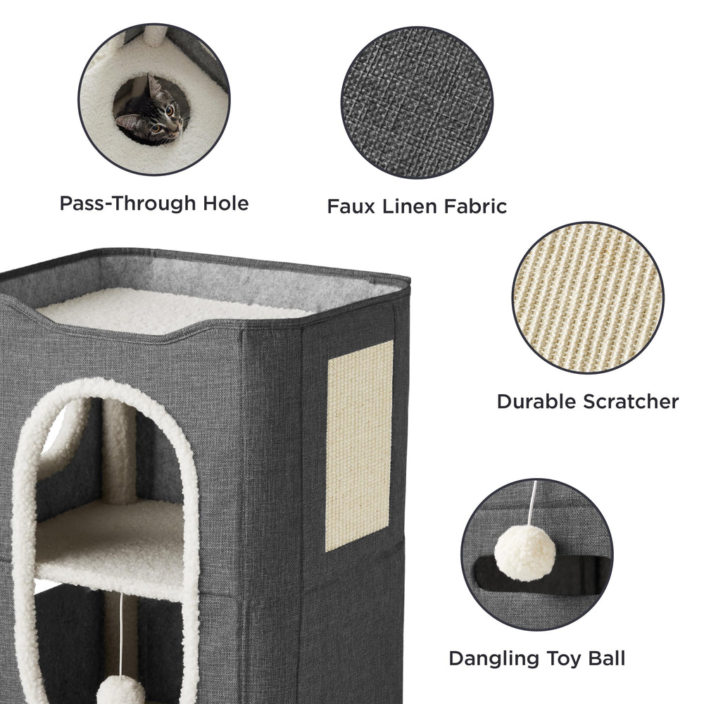 Bedsure plush lambswool fabric on the cat house delivers soft comfort.