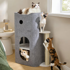 Bedsure 3Level cat bed fluffy ball entices swat-and-chase play.