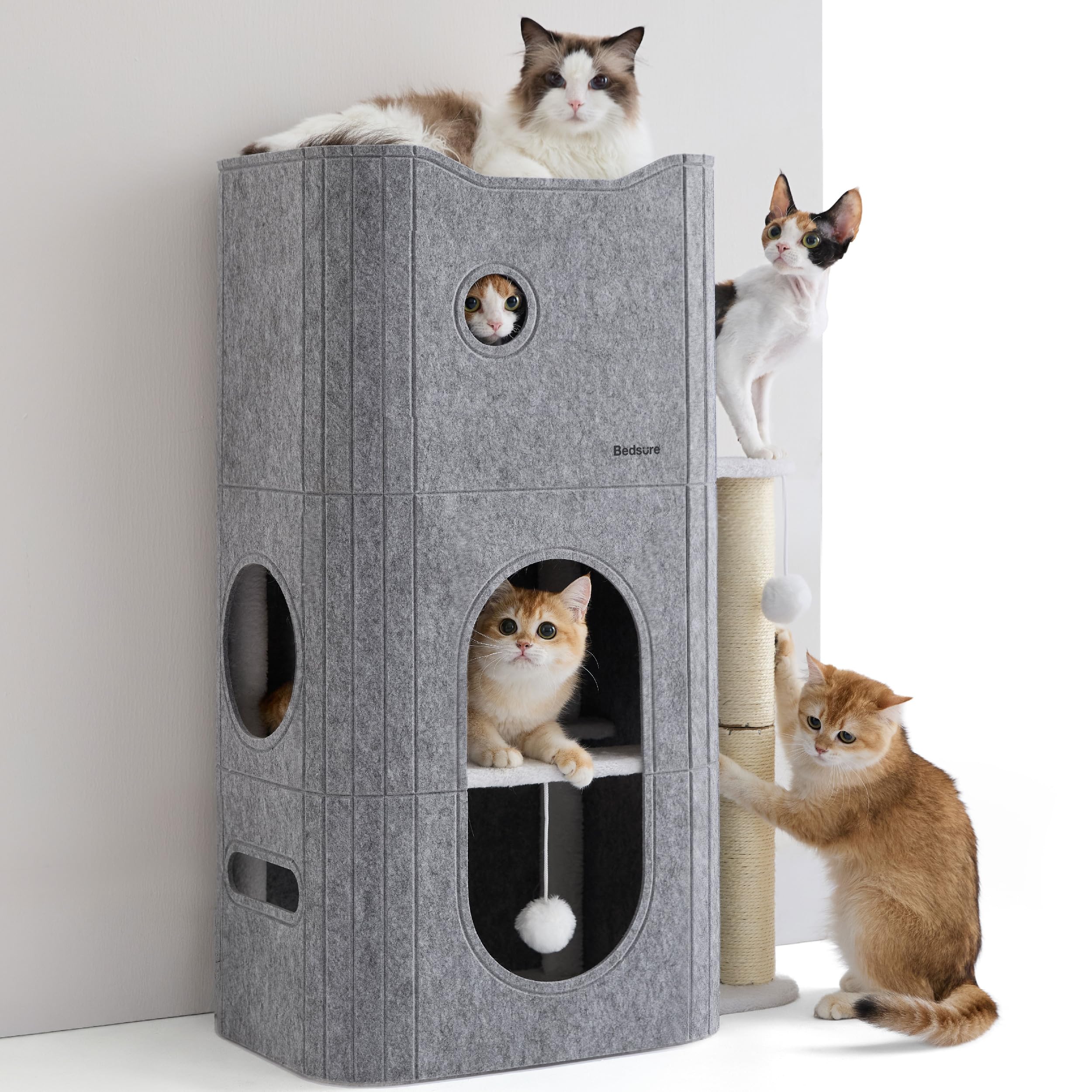 Bedsure 3Level cat bed lookouts offer multi-cat lounging at different heights.