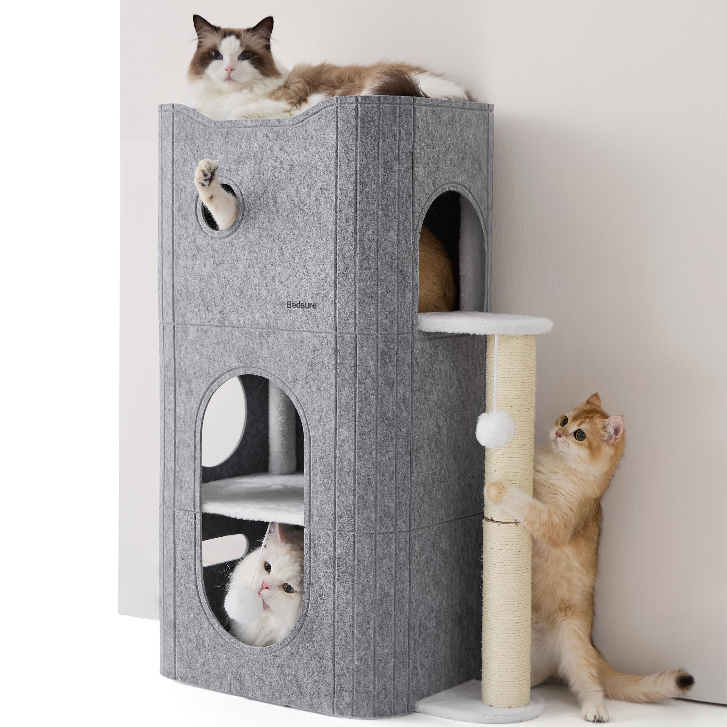 Bedsure 3Level cat bed peek-window invites curiosity and exploration.