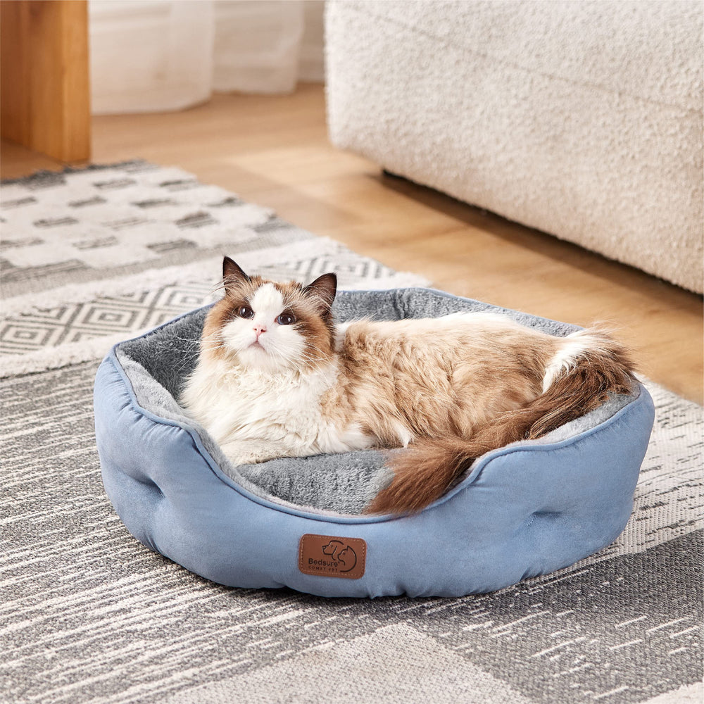Bedsure Allure round bolster bed shows plush rim for head and neck support.