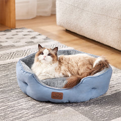 Bedsure Allure round bolster bed shows plush rim for head and neck support.