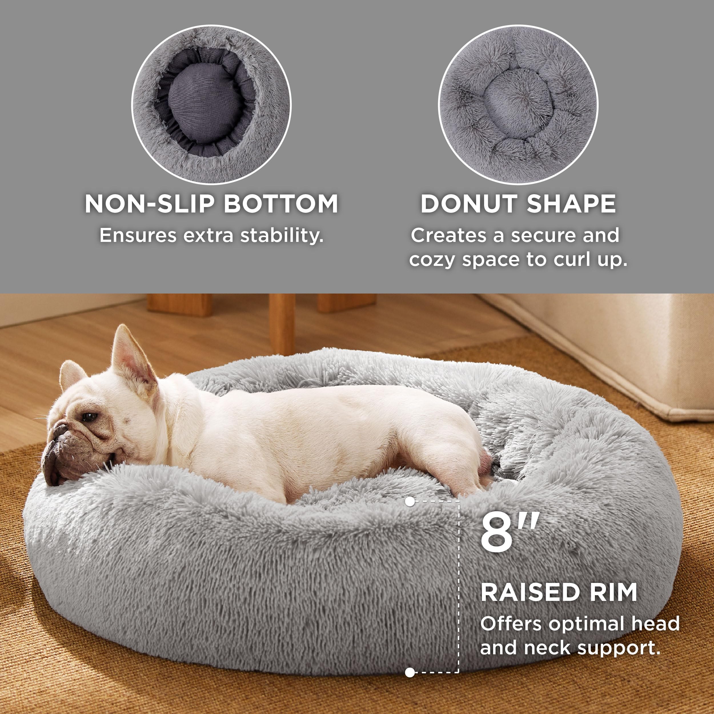 Bedsure anti-slip base keeps small pet bed in place on floors.