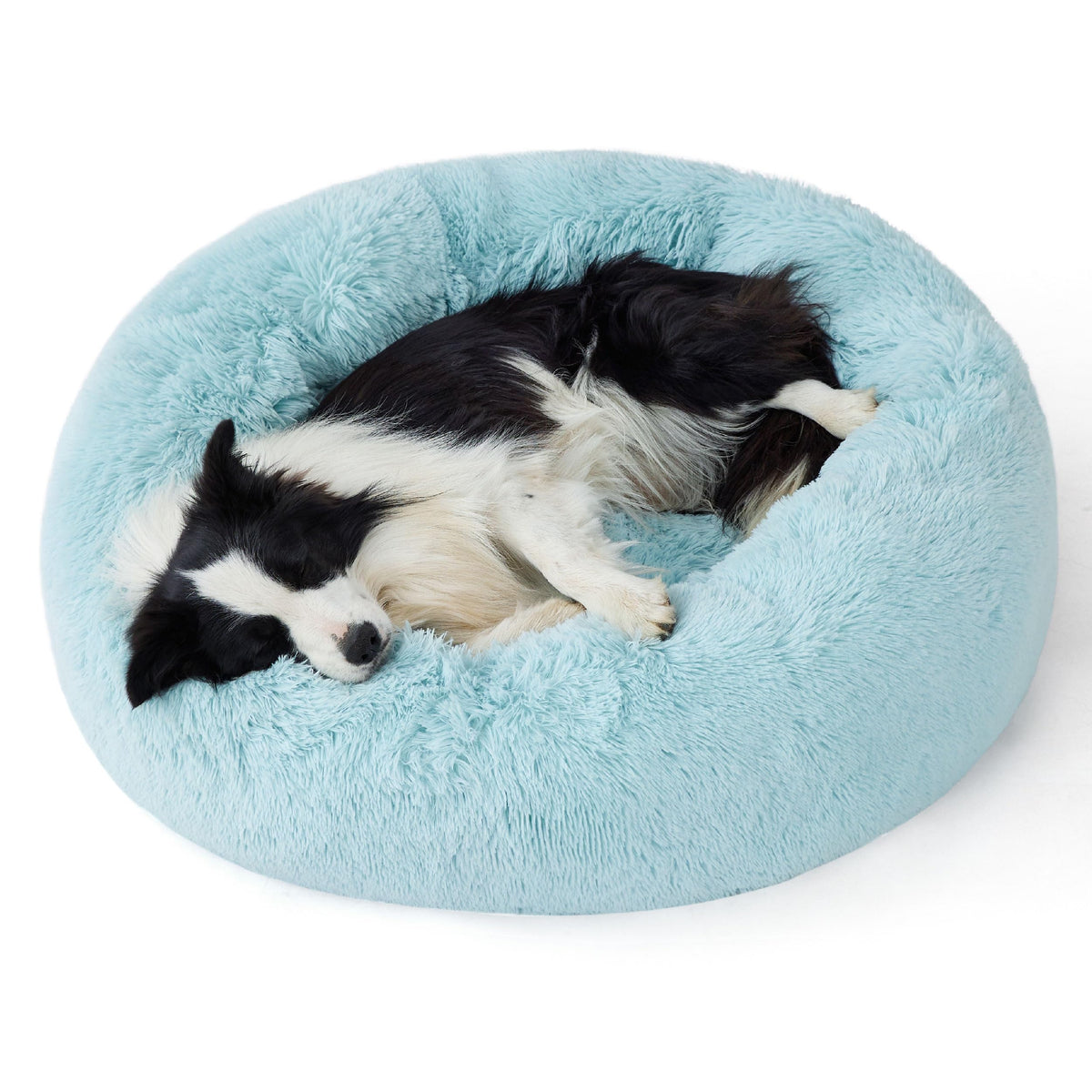 Bedsure calming dog bed 36in donut aqua blue offers secure curl-up comfort.