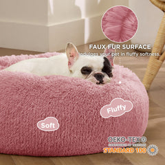 Bedsure calming dog bed anti-slip base keeps the round bed in place during naps