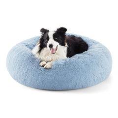 Bedsure calming dog bed donut closeup shows plush fabric texture for comfort