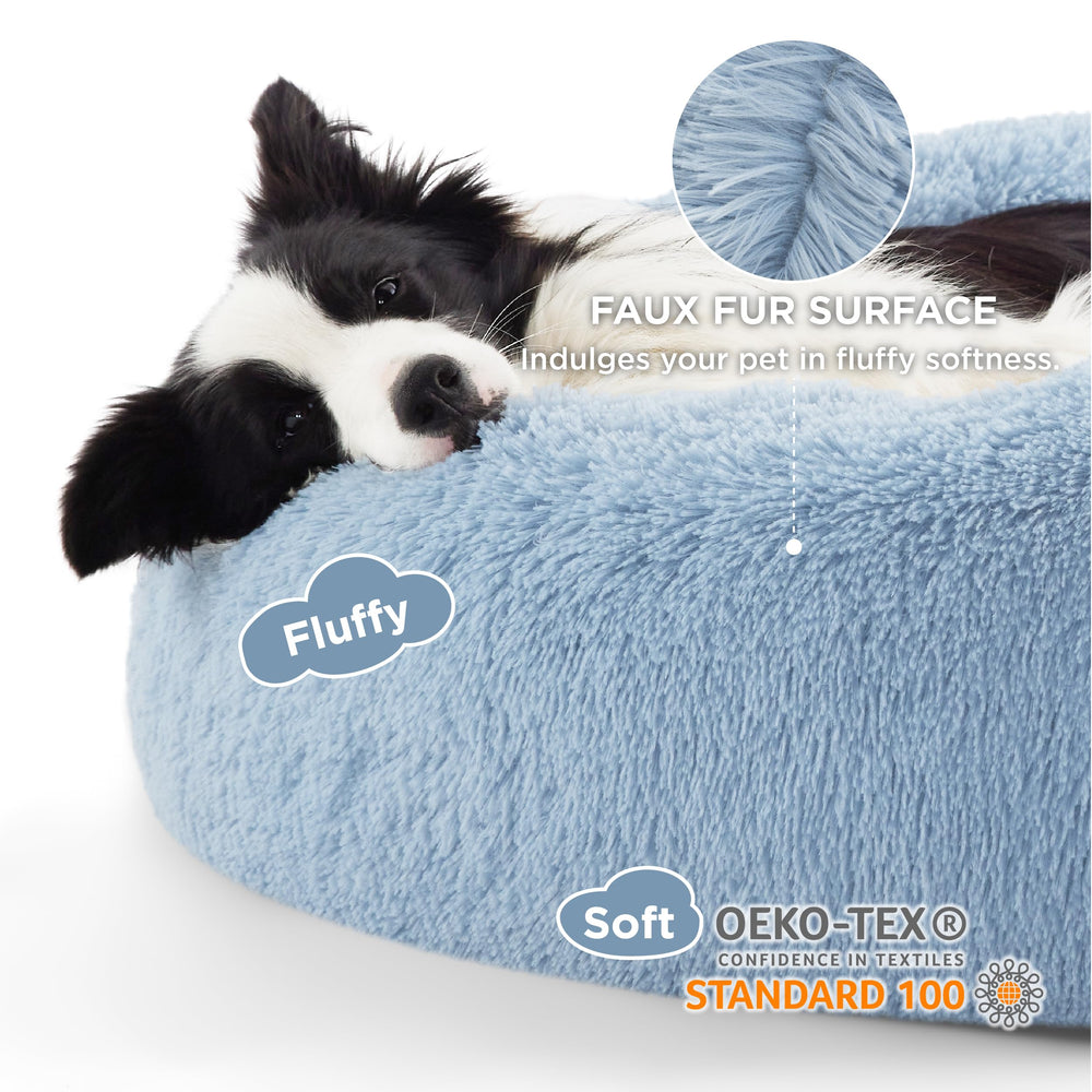 Bedsure calming dog bed round donut shape supports head and neck