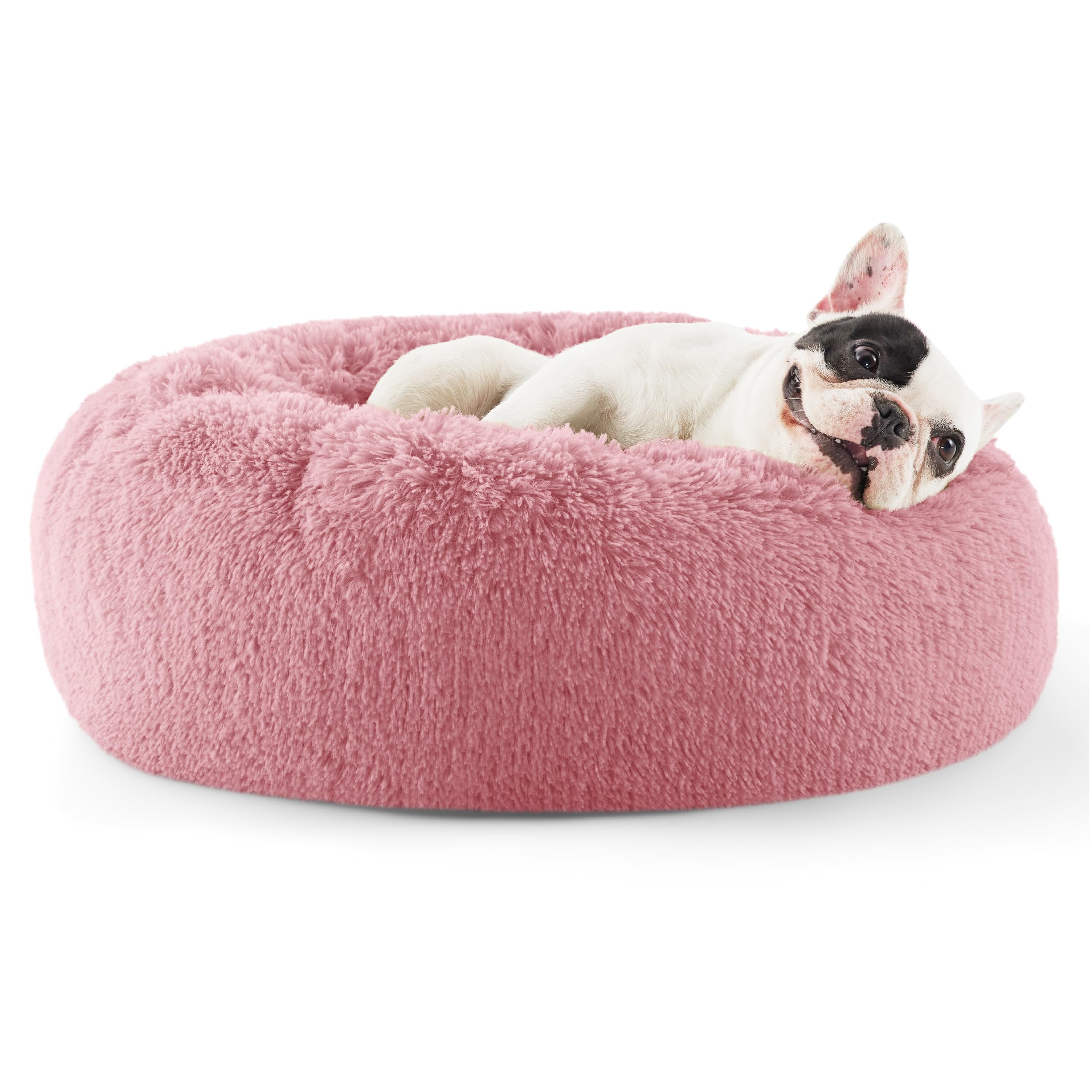 Bedsure calming dog bed donut round offers secure curl-up comfort for small dogs