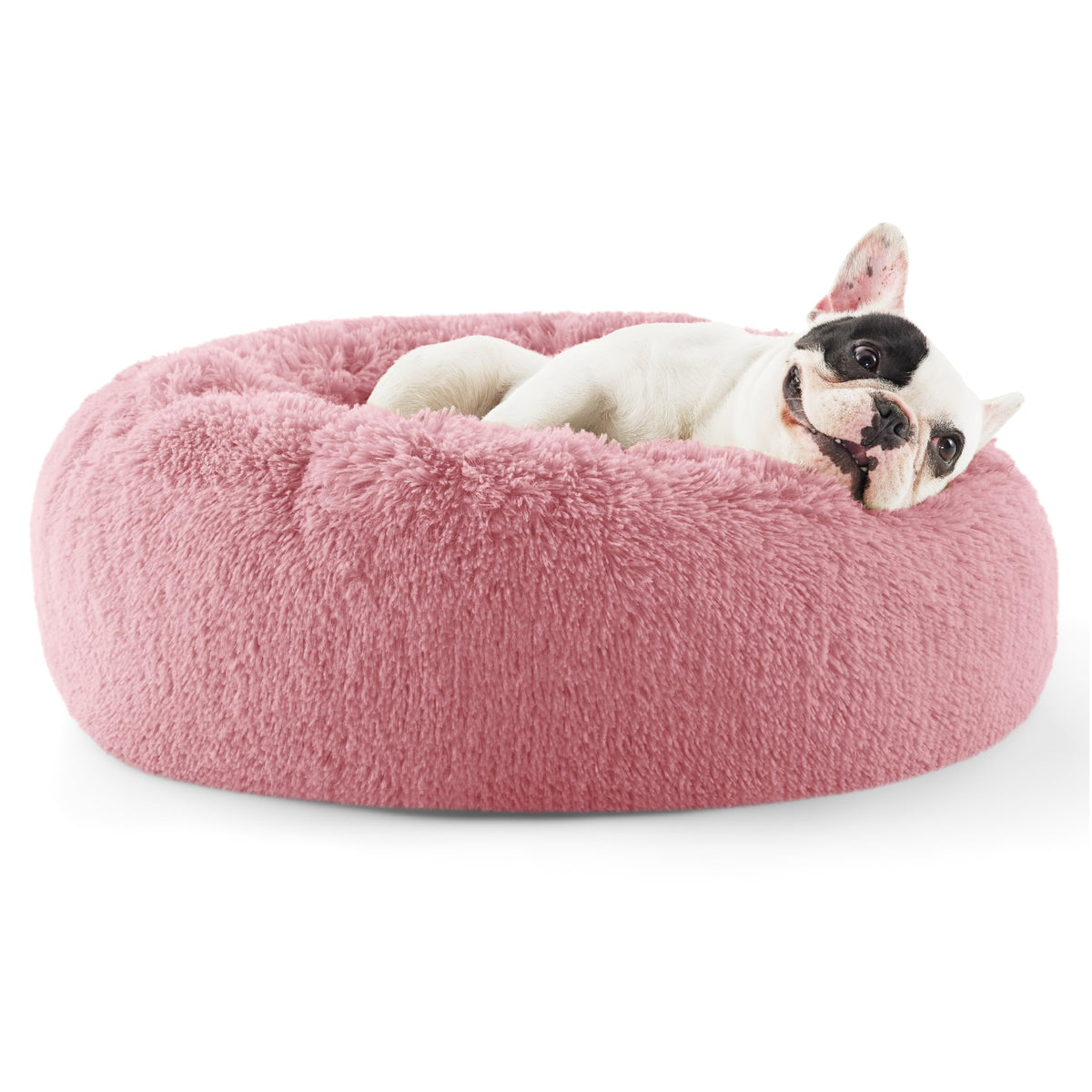 Bedsure calming dog bed donut round offers secure curl-up comfort for small dogs