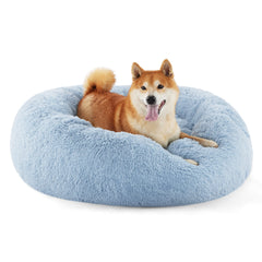 Bedsure calming dog bed donut shape offers secure curling for restful naps.