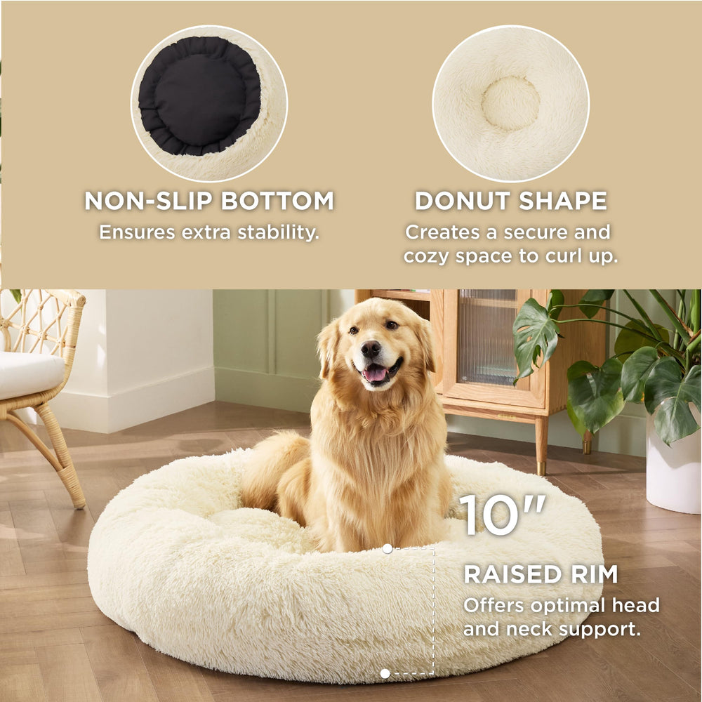 Bedsure calming dog bed edges close-up shows raised rim for head support