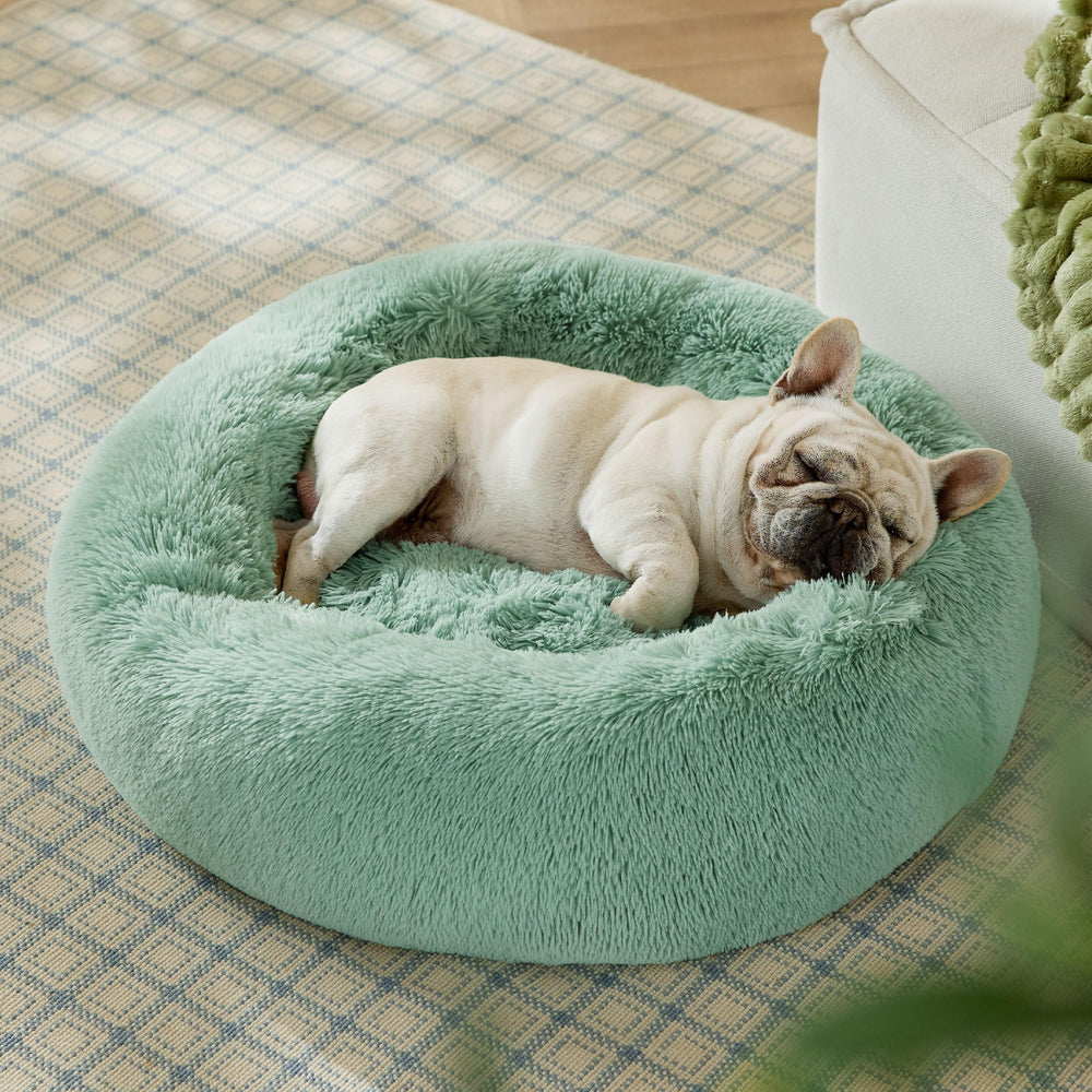 Bedsure calming donut bed apple green machine-washable cover for easy cleaning