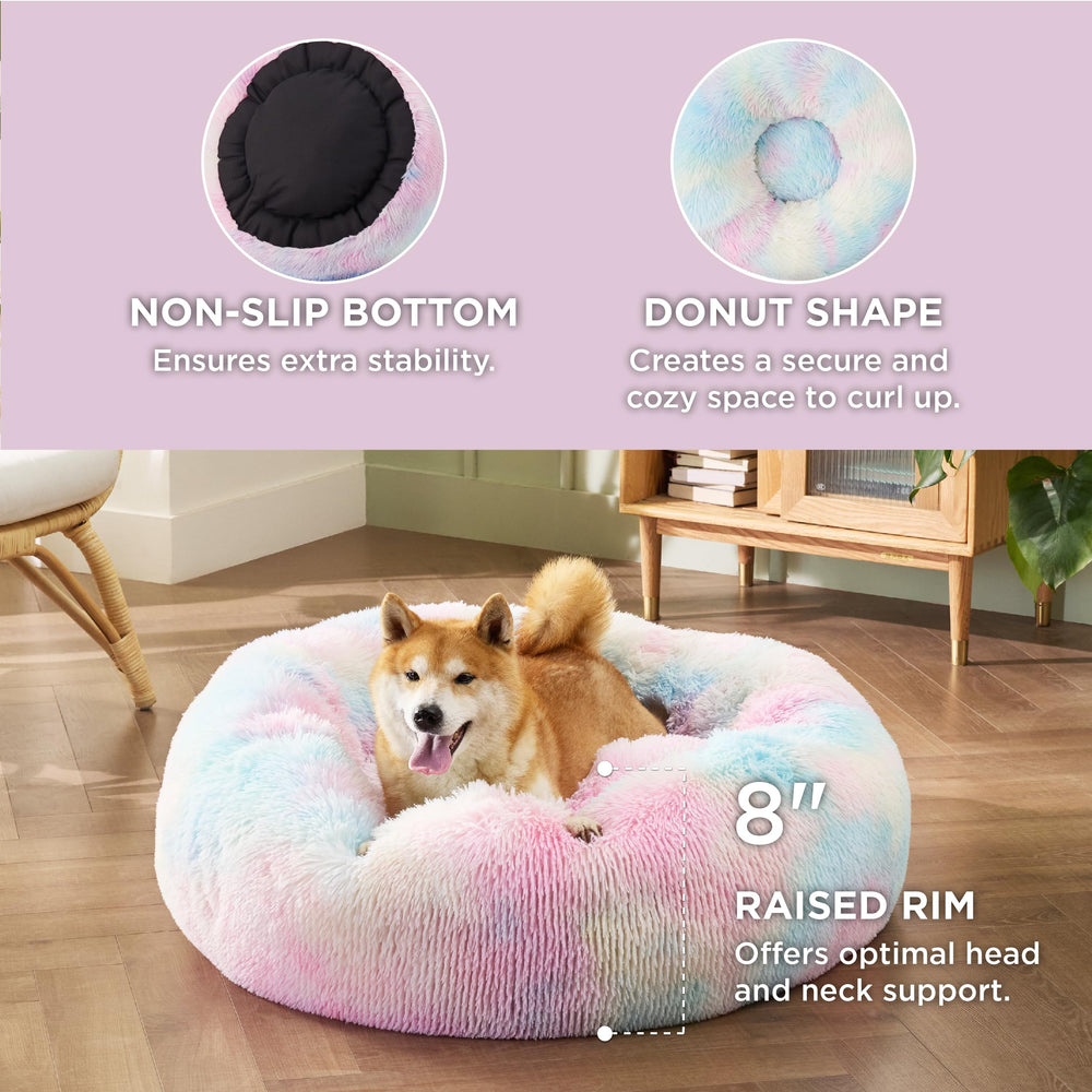 Bedsure Calming Donut Bed features plush faux fur for luxurious naps.
