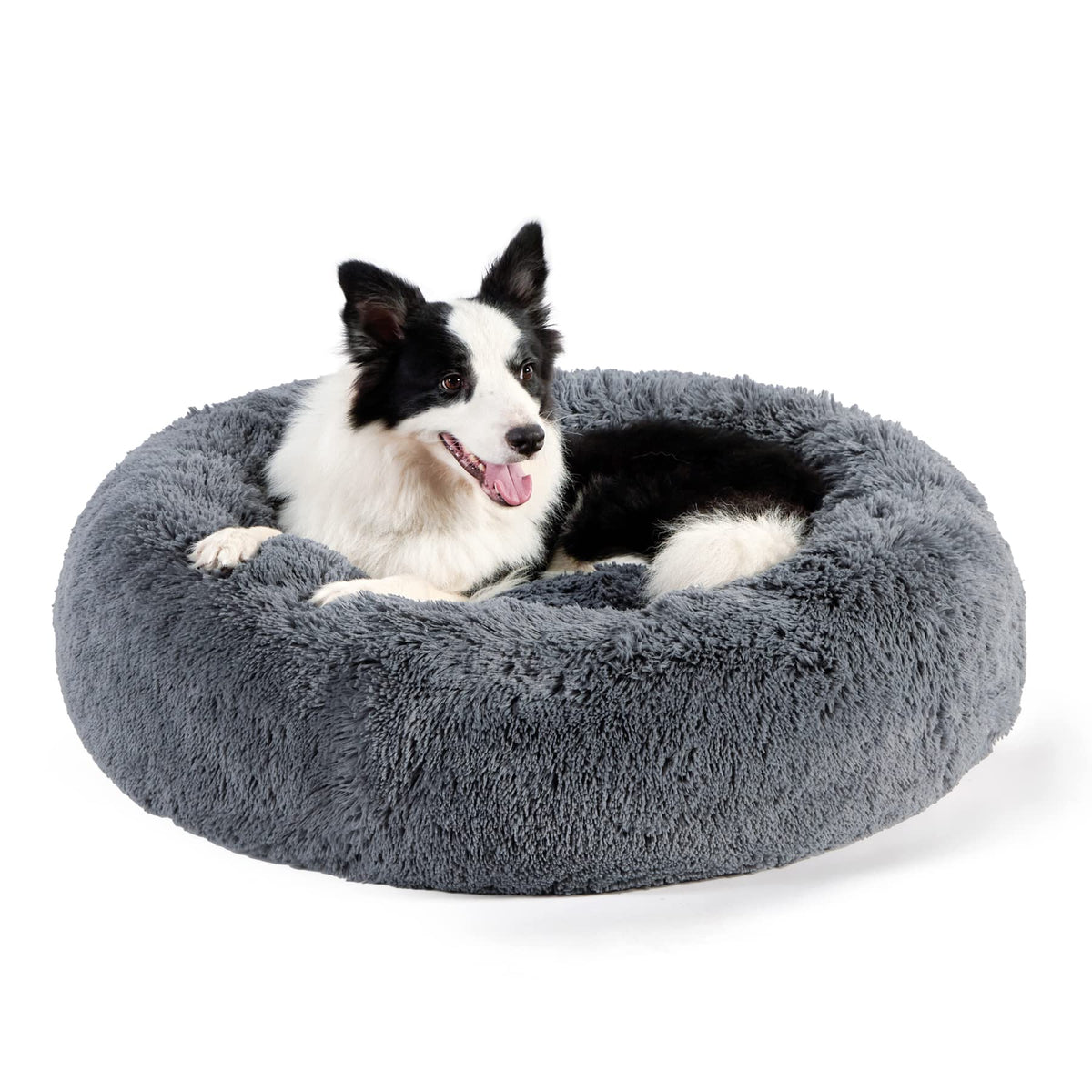 Bedsure calming donut dog bed 36in anti-slip base supports secure lounging.