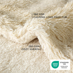 Bedsure calming faux fur blanket cream offers plush comfort for calm naps.