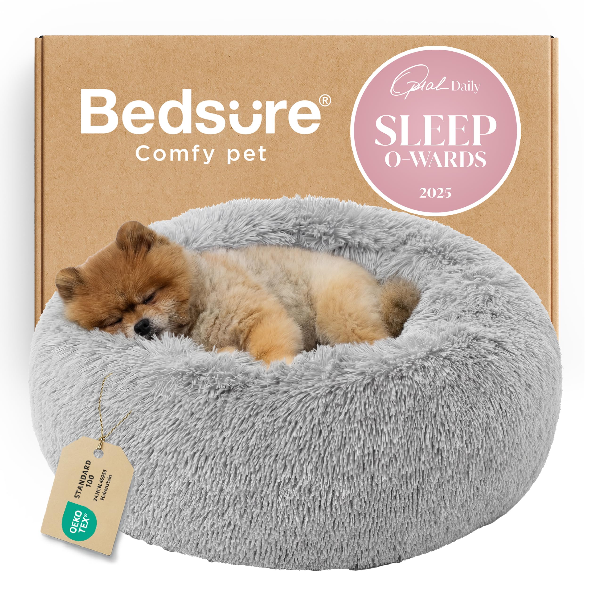 Bedsure cama donut suave para perros pequeños, ideal para dormir cómodo.