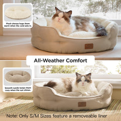 Bedsure cama redonda para gato en interior brinda descanso seguro y envolvente.