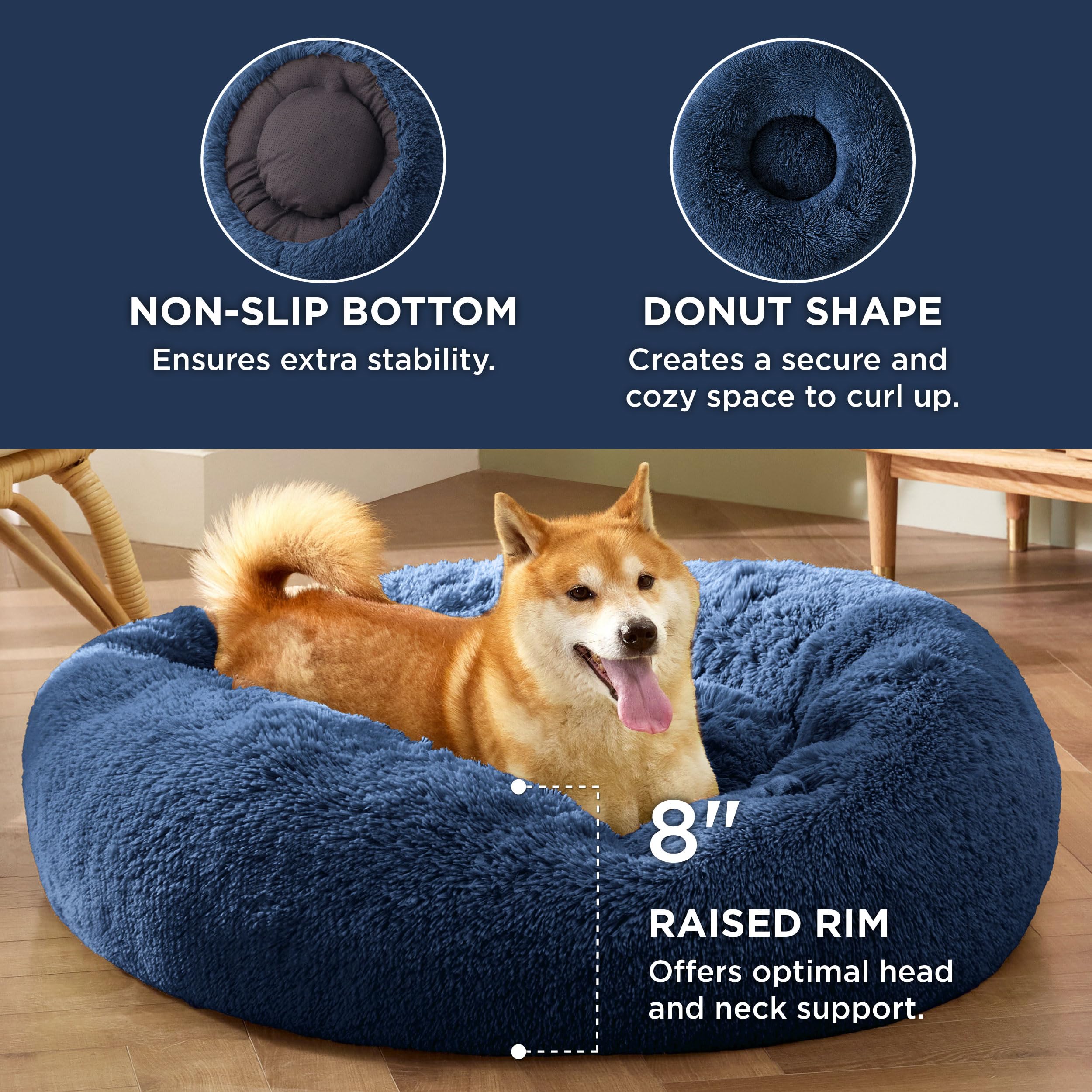 Bedsure cama perro donut: funda removible lavable para limpieza rápida.