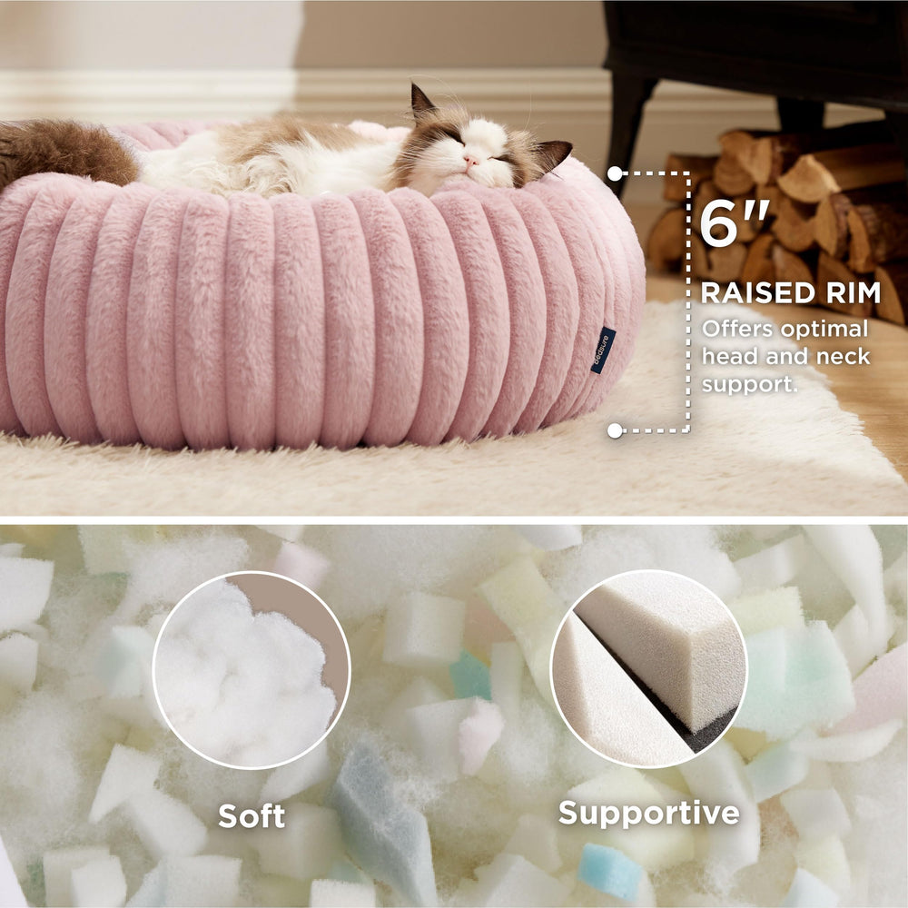 Bedsure cat bed anti-slip-bottom keeps cozy space stable during playful moments.