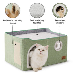Bedsure cat bed dual entrances image encouraging exploration and entry options.