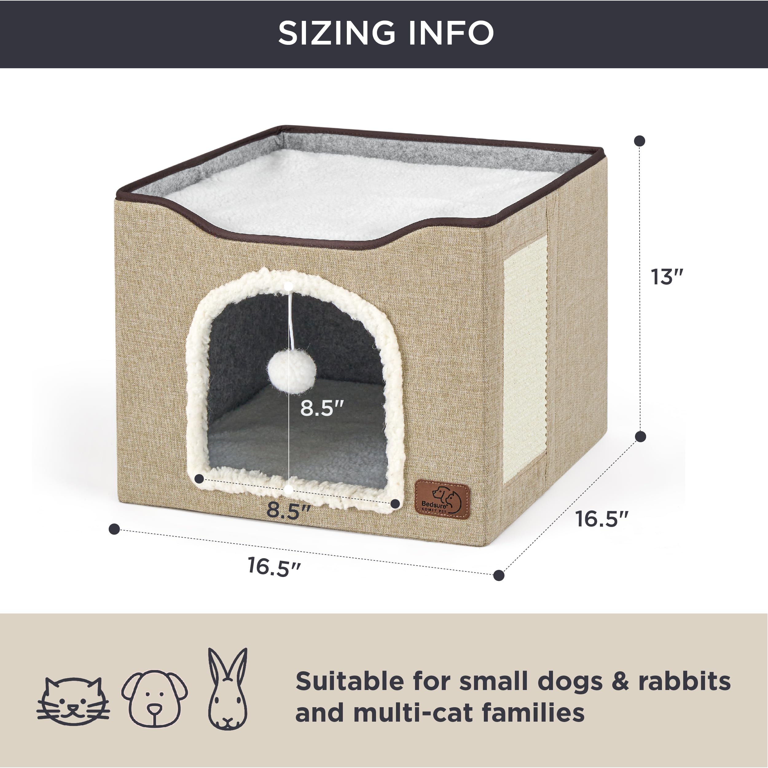 Bedsure cat bed foldable brown for easy storage
