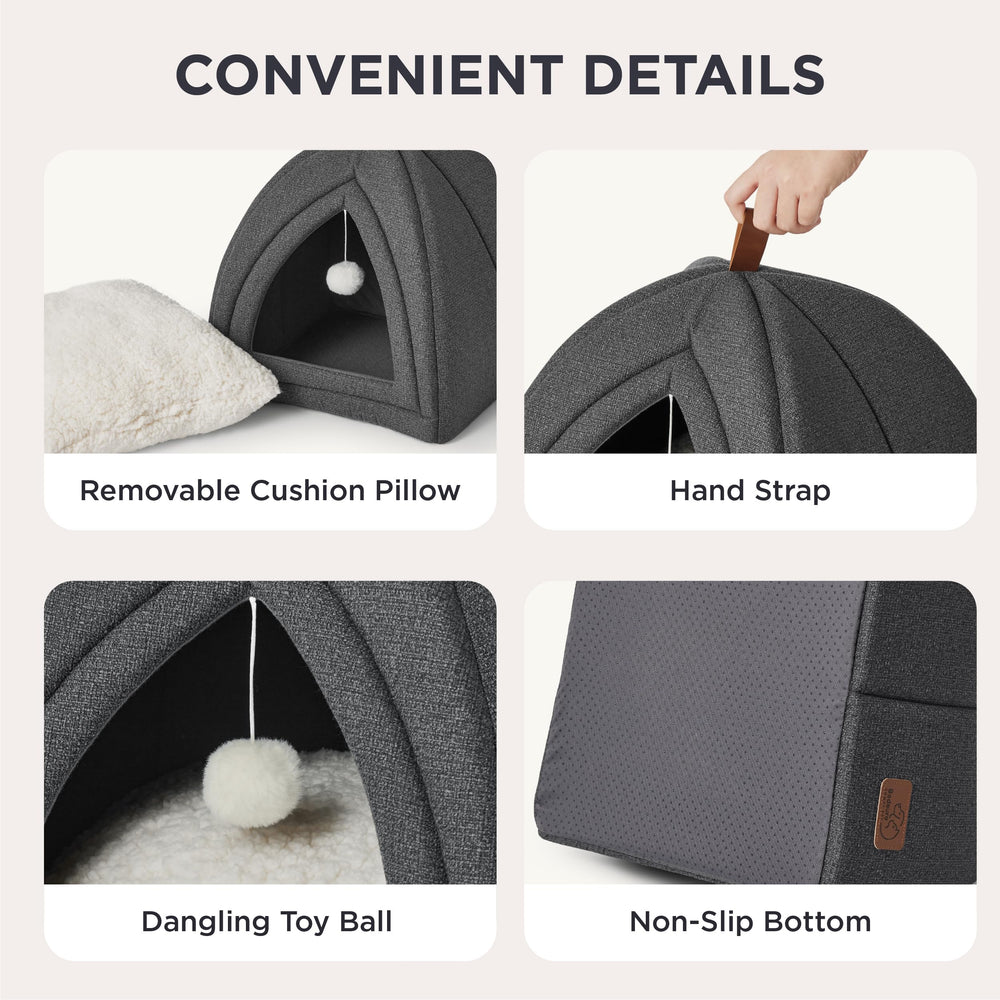 Bedsure cat bed foldable hideaway illustrates portable and space-saving design