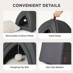 Bedsure cat bed foldable hideaway illustrates portable and space-saving design