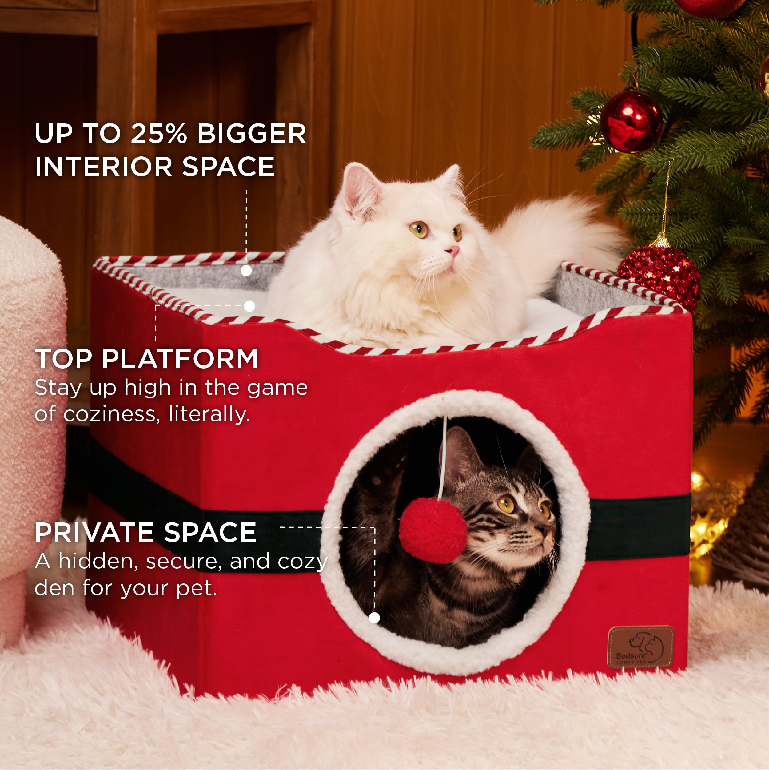 Bedsure cat bed with fluffy hanging ball for playful engagement
