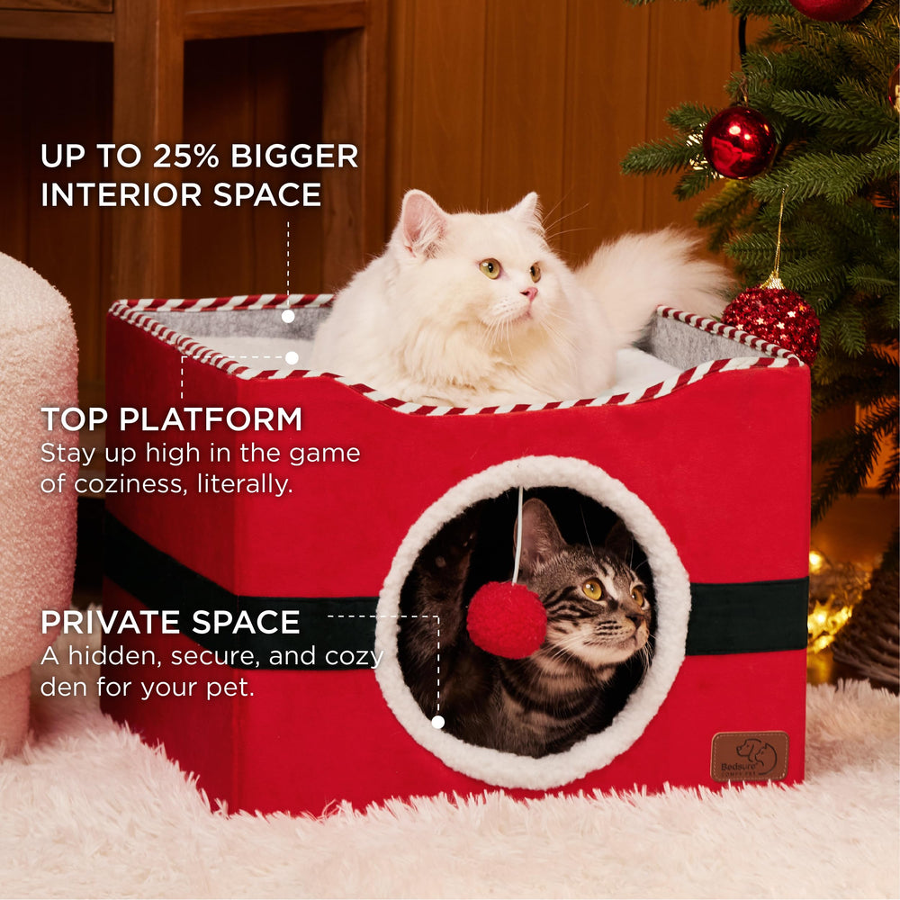 Bedsure cat bed with fluffy hanging ball for playful engagement