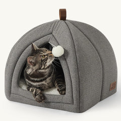 Bedsure 2-in-1 cat bed gray tent interior cushion for naps
