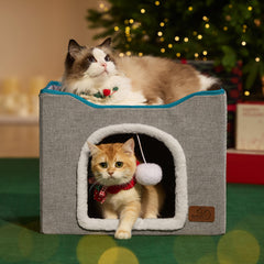 Bedsure cat bed indoor cave grey offers a private den for quiet naps