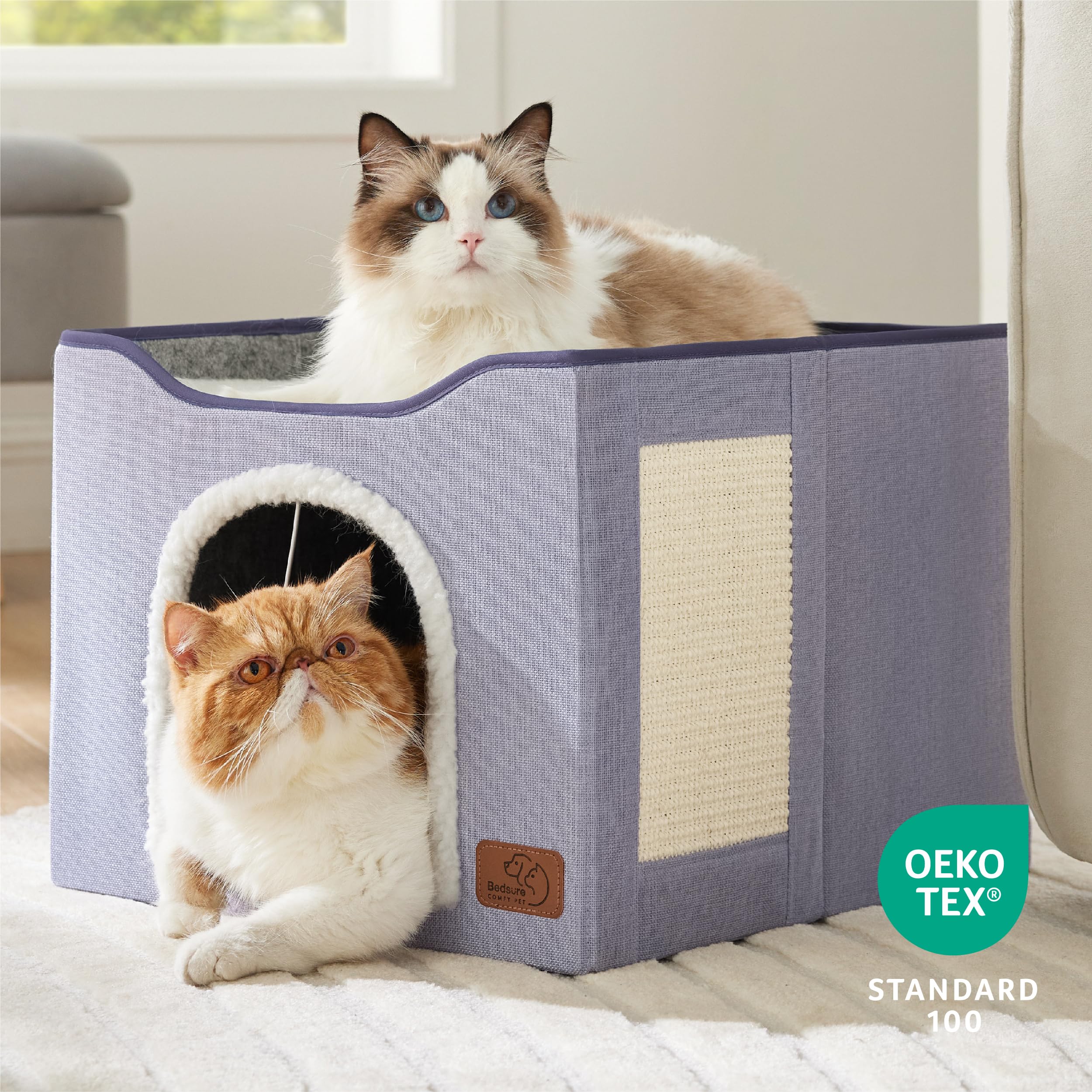 Bedsure cat bed indoor cave folded-flat design for easy storage